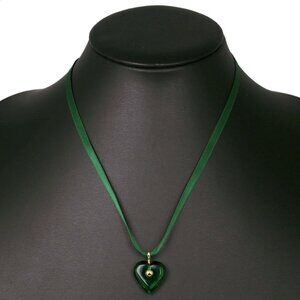 Baccarat heart choker Green crystal/K18 yellow gold heart 4.8g Women